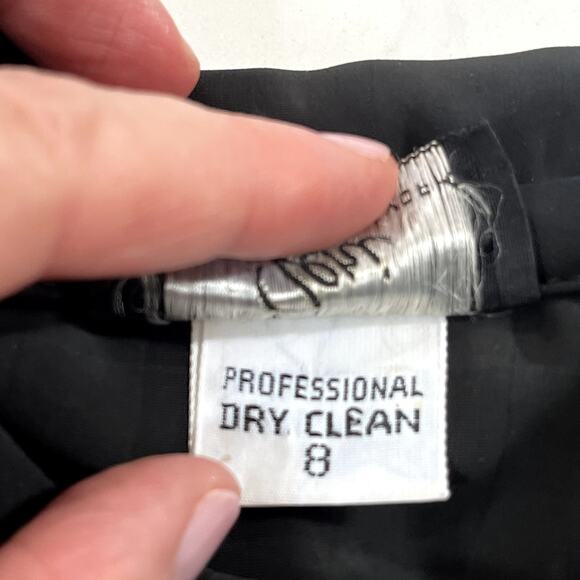 VTG Jeri New York Chiffon Black Sheer Ruffle Button Front Dress Long Sleeve 8 - Picture 11 of 11